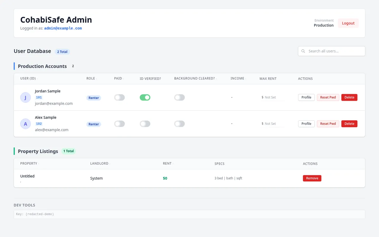 Admin console