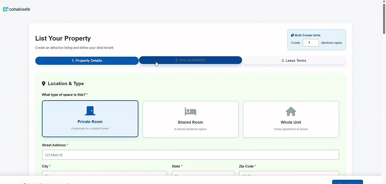 Property setup wizard