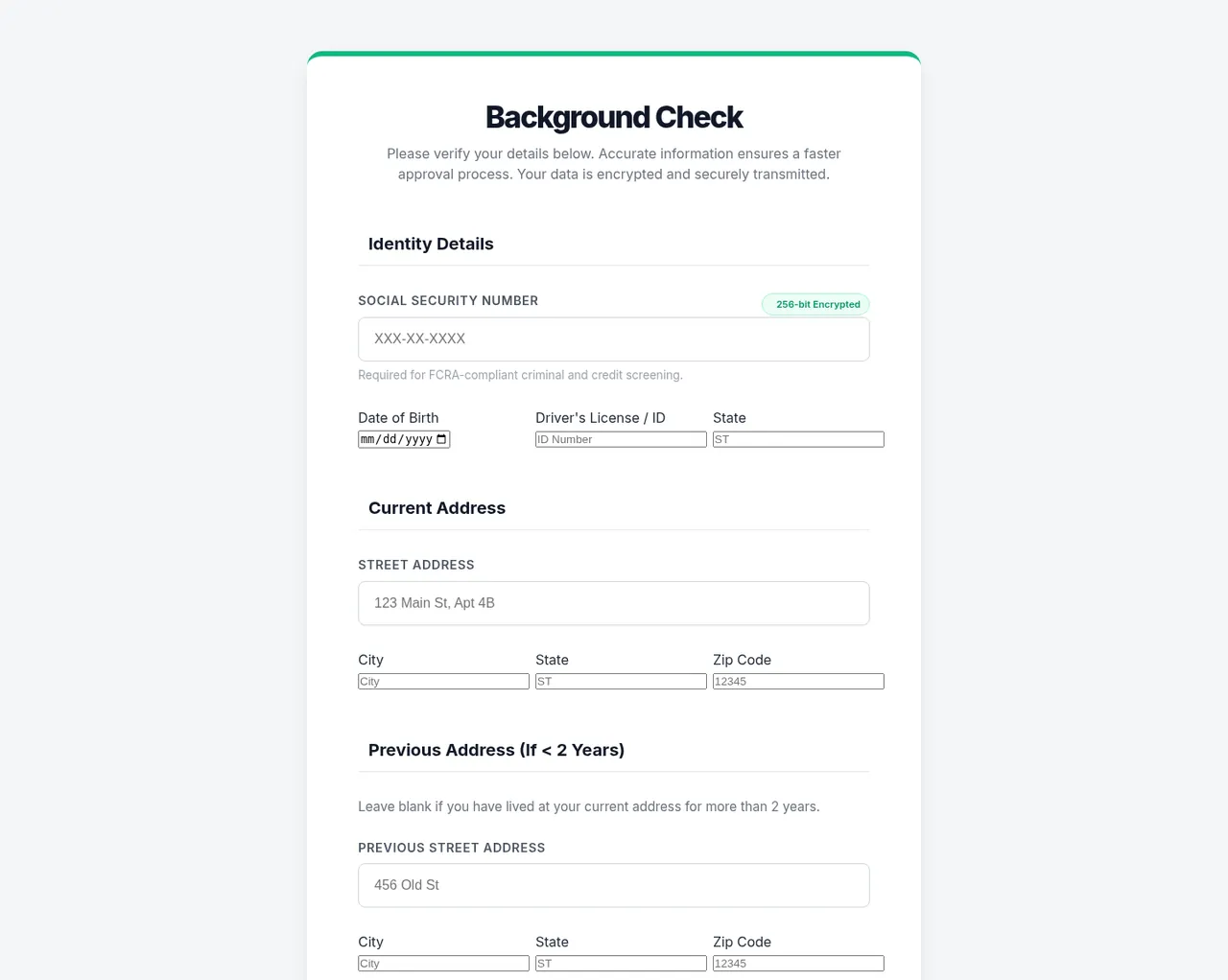 ID verification & background-check intake